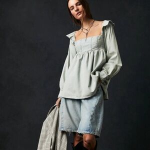 NWOT FREE PEOPLE DENIM BABYDOLL TOP/MINI DRESS